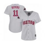 Women's Majestic Boston Red Sox #11 Rafael Devers Authentic Grey Road 2018 World Series Champions MLB Jersey