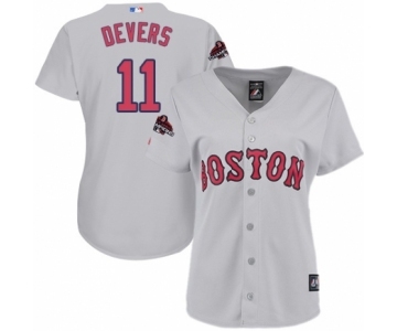 Women's Majestic Boston Red Sox #11 Rafael Devers Authentic Grey Road 2018 World Series Champions MLB Jersey