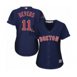 Women's Majestic Boston Red Sox #11 Rafael Devers Authentic Navy Blue Alternate Road 2018 World Series Champions MLB Jersey