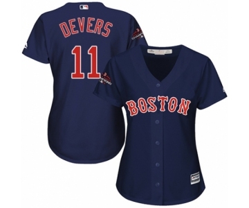 Women's Majestic Boston Red Sox #11 Rafael Devers Authentic Navy Blue Alternate Road 2018 World Series Champions MLB Jersey