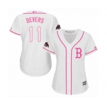 Women's Majestic Boston Red Sox #11 Rafael Devers Authentic White Fashion 2018 World Series Champions MLB Jersey