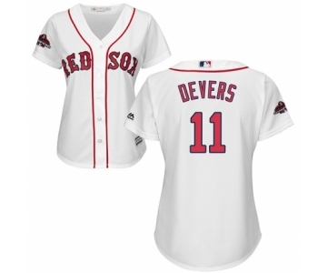 Women's Majestic Boston Red Sox #11 Rafael Devers Authentic White Home 2018 World Series Champions MLB Jersey