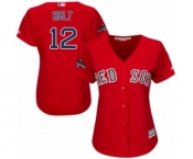 Women's Majestic Boston Red Sox #12 Brock Holt Authentic Red Alternate Home 2018 World Series Champions MLB Jersey