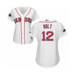 Women's Majestic Boston Red Sox #12 Brock Holt Authentic White Home 2018 World Series Champions MLB Jersey