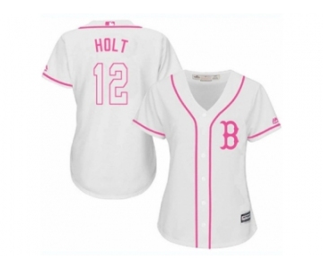 Women's Majestic Boston Red Sox #12 Brock Holt Replica White Fashion MLB Jersey