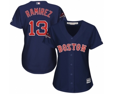 Women's Majestic Boston Red Sox #13 Hanley Ramirez Authentic Navy Blue Alternate Road 2018 World Series Champions MLB Jersey