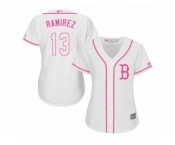 Women's Majestic Boston Red Sox #13 Hanley Ramirez Replica White Fashion MLB Jersey