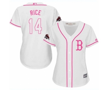 Women's Majestic Boston Red Sox #14 Jim Rice Authentic White Fashion 2018 World Series Champions MLB Jersey