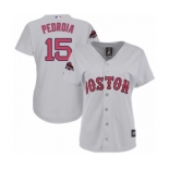 Women's Majestic Boston Red Sox #15 Dustin Pedroia Authentic Grey 2018 World Series Champions MLB Jersey