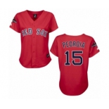 Women's Majestic Boston Red Sox #15 Dustin Pedroia Authentic Red 2018 World Series Champions MLB Jersey