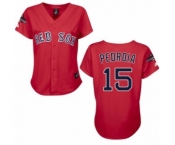 Women's Majestic Boston Red Sox #15 Dustin Pedroia Authentic Red 2018 World Series Champions MLB Jersey