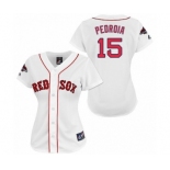 Women's Majestic Boston Red Sox #15 Dustin Pedroia Authentic White 2018 World Series Champions MLB Jersey