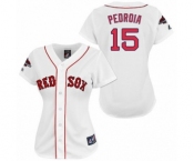 Women's Majestic Boston Red Sox #15 Dustin Pedroia Authentic White 2018 World Series Champions MLB Jersey