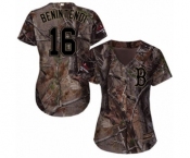 Women's Majestic Boston Red Sox #16 Andrew Benintendi Authentic Camo Realtree Collection Flex Base 2018 World Series Champions MLB Jersey