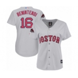 Women's Majestic Boston Red Sox #16 Andrew Benintendi Authentic Grey Road 2018 World Series Champions MLB Jersey