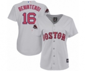 Women's Majestic Boston Red Sox #16 Andrew Benintendi Authentic Grey Road 2018 World Series Champions MLB Jersey