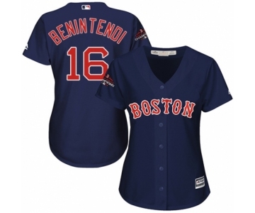 Women's Majestic Boston Red Sox #16 Andrew Benintendi Authentic Navy Blue Alternate Road 2018 World Series Champions MLB Jersey