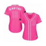 Women's Majestic Boston Red Sox #16 Andrew Benintendi Authentic Pink Fashion 2018 World Series Champions MLB Jersey