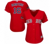 Women's Majestic Boston Red Sox #16 Andrew Benintendi Authentic Red Alternate Home 2018 World Series Champions MLB Jersey