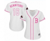 Women's Majestic Boston Red Sox #16 Andrew Benintendi Authentic White Fashion 2018 World Series Champions MLB Jersey