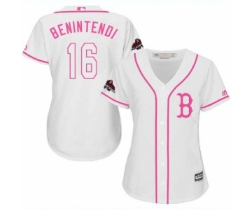 Women's Majestic Boston Red Sox #16 Andrew Benintendi Authentic White Fashion 2018 World Series Champions MLB Jersey