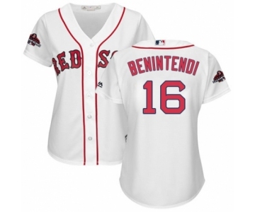 Women's Majestic Boston Red Sox #16 Andrew Benintendi Authentic White Home 2018 World Series Champions MLB Jersey