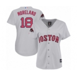 Women's Majestic Boston Red Sox #18 Mitch Moreland Authentic Grey Road 2018 World Series Champions MLB Jersey