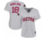 Women's Majestic Boston Red Sox #18 Mitch Moreland Authentic Grey Road 2018 World Series Champions MLB Jersey