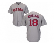 Women's Majestic Boston Red Sox #18 Mitch Moreland Authentic Grey Road MLB Jersey