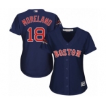 Women's Majestic Boston Red Sox #18 Mitch Moreland Authentic Navy Blue Alternate Road 2018 World Series Champions MLB Jersey