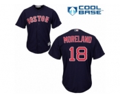 Women's Majestic Boston Red Sox #18 Mitch Moreland Authentic Navy Blue Alternate Road MLB Jersey