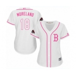 Women's Majestic Boston Red Sox #18 Mitch Moreland Authentic White Fashion 2018 World Series Champions MLB Jersey