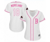 Women's Majestic Boston Red Sox #18 Mitch Moreland Authentic White Fashion 2018 World Series Champions MLB Jersey