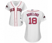 Women's Majestic Boston Red Sox #18 Mitch Moreland Authentic White Home 2018 World Series Champions MLB Jersey