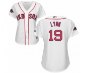 Women's Majestic Boston Red Sox #19 Fred Lynn Authentic White Home 2018 World Series Champions MLB Jersey