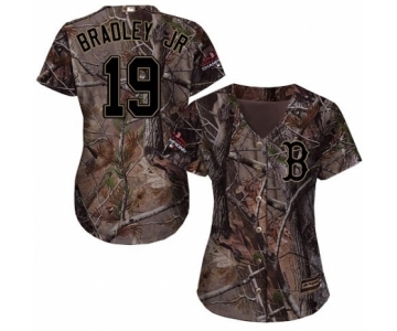 Women's Majestic Boston Red Sox #19 Jackie Bradley Jr Authentic Camo Realtree Collection Flex Base 2018 World Series Champions MLB Jersey