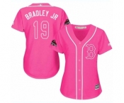 Women's Majestic Boston Red Sox #19 Jackie Bradley Jr Authentic Pink Fashion 2018 World Series Champions MLB Jersey