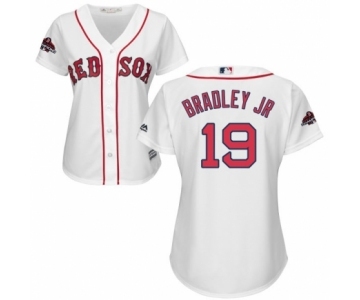 Women's Majestic Boston Red Sox #19 Jackie Bradley Jr Authentic White Home 2018 World Series Champions MLB Jersey