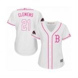 Women's Majestic Boston Red Sox #21 Roger Clemens Authentic White Fashion 2018 World Series Champions MLB Jersey