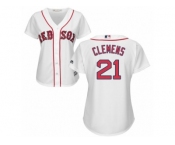 Women's Majestic Boston Red Sox #21 Roger Clemens Authentic White Home MLB Jersey