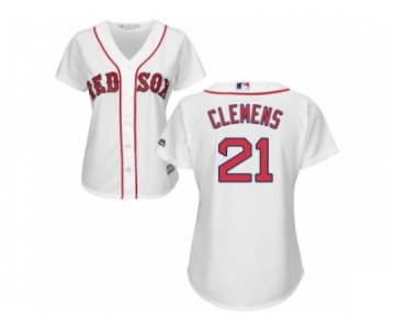 Women's Majestic Boston Red Sox #21 Roger Clemens Authentic White Home MLB Jersey