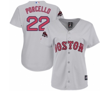 Women's Majestic Boston Red Sox #22 Rick Porcello Authentic Grey Road 2018 World Series Champions MLB Jersey