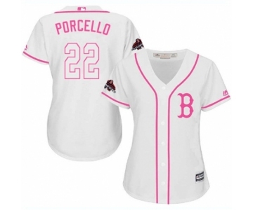 Women's Majestic Boston Red Sox #22 Rick Porcello Authentic White Fashion 2018 World Series Champions MLB Jersey