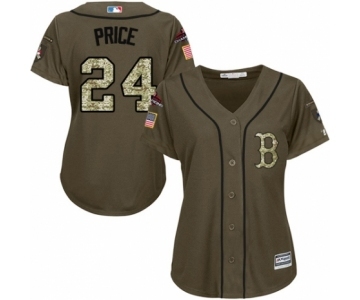 Women's Majestic Boston Red Sox #24 David Price Authentic Green Salute to Service 2018 World Series Champions MLB Jersey