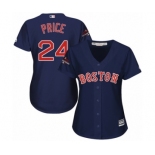 Women's Majestic Boston Red Sox #24 David Price Authentic Navy Blue Alternate Road 2018 World Series Champions MLB Jersey