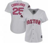 Women's Majestic Boston Red Sox #25 Tony Conigliaro Authentic Grey Road 2018 World Series Champions MLB Jersey