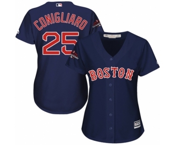 Women's Majestic Boston Red Sox #25 Tony Conigliaro Authentic Navy Blue Alternate Road 2018 World Series Champions MLB Jersey