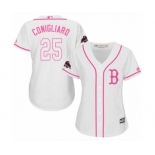 Women's Majestic Boston Red Sox #25 Tony Conigliaro Authentic White Fashion 2018 World Series Champions MLB Jersey