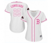 Women's Majestic Boston Red Sox #25 Tony Conigliaro Authentic White Fashion 2018 World Series Champions MLB Jersey