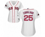 Women's Majestic Boston Red Sox #25 Tony Conigliaro Authentic White Home 2018 World Series Champions MLB Jersey